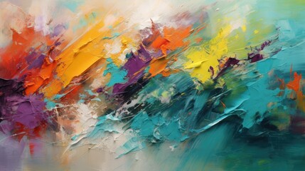 Obraz na płótnie Canvas Colorful, abstract brush strokes on a textured canvas, generative ai