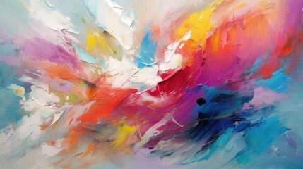 Obraz na płótnie Canvas Colorful, abstract brush strokes on a textured canvas, generative ai