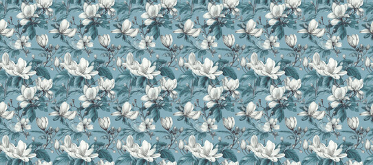 Flower square continuous pattern,Seamless collage pattern.created with generative ai tecnology.
