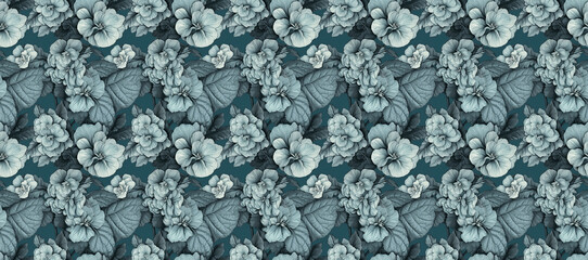 Flower square continuous pattern,Seamless collage pattern.created with generative ai tecnology.