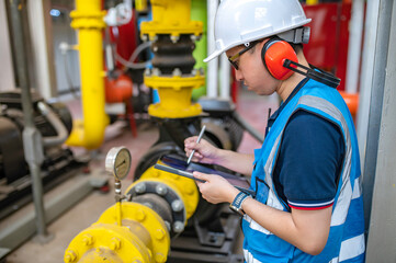Maintenance technician at a heating plant,Petrochemical workers supervise the operation of gas and...