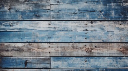 Blue wooden planks with a grunge, washed-out pattern, generative ai