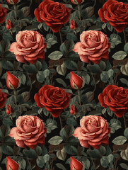 Flower square continuous pattern,Seamless collage pattern.created with generative ai tecnology.