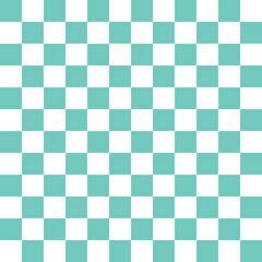 Color white and green squares in a checkerboard pattern. Abstract background..Checkerboard, chessboard, seamless pattern.