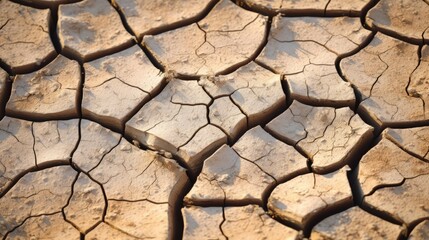 Close-up of a cracked, dry desert ground texture, generative ai