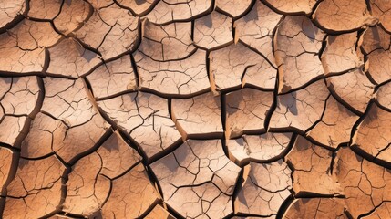 Close-up of a cracked, dry desert ground texture, generative ai