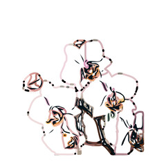 Orchid flower color sketch with a transparent background