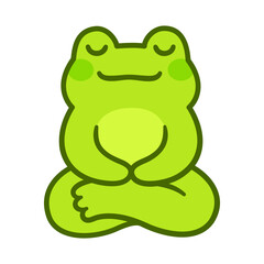 Cute cartoon meditating frog