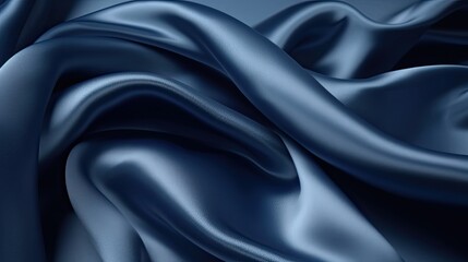Fototapeta premium Elegant navy blue silk satin texture with a soft, luxurious feel, generative ai