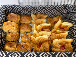 Breads in a basket at restaurant.
