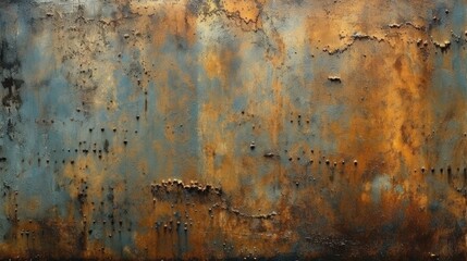 Grunge-style metal surface with scratches, dents, and rust, generative ai