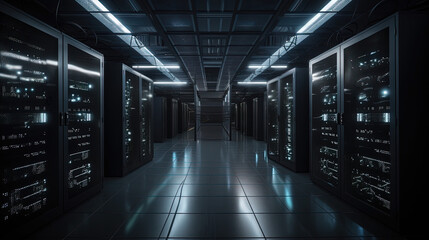 Data server center background, digital hosting