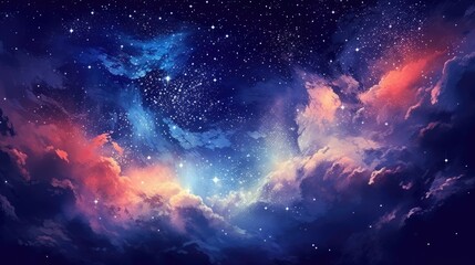 Obraz na płótnie Canvas Night sky with a colorful galaxy and twinkling stars, generative ai