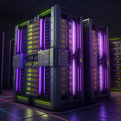 Data server center background, digital hosting