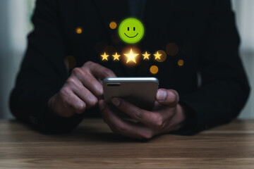 Virtual image scenario for evaluating customer satisfaction levels with device system. Ratings...
