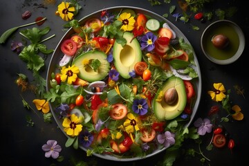 Fototapeta na wymiar Generative AI of Beautifully Arranged Mouthwatering Avocado Salad