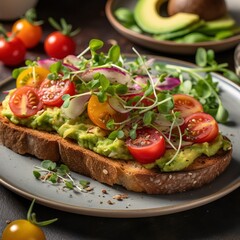Generative AI of Tantalizing Avocado Toast with Coffee