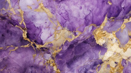 Purple and gold marble texture for a luxurious, regal background, generative ai