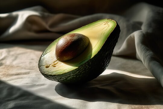 Generative AI of Perfectly Ripe Avocado Sliced Open