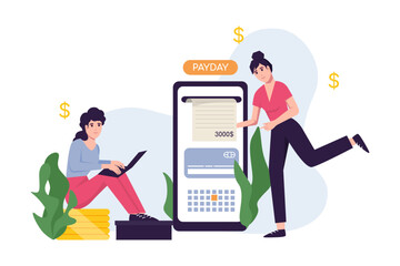 Payday loan time calendar concept. Monthly payment vector illustration.