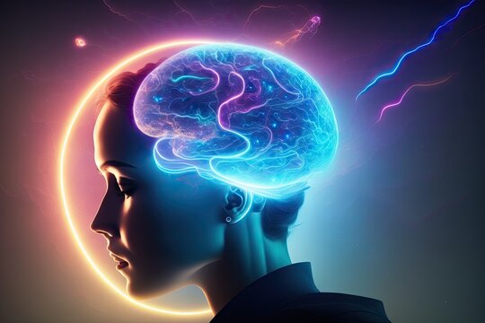 Human Brain. Organ anatomy, neurology, healthy body concept, generative ai