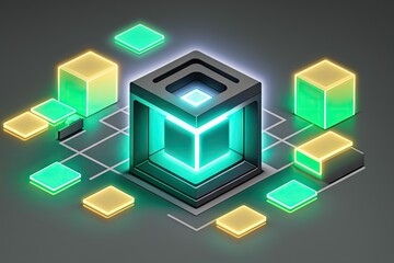 Cyber security, protection and technology safety concept with digital glowing padlock, generative ai