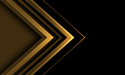 Abstract gold arrow line direction geometric on black blank space design modern luxury futuristic background vector
