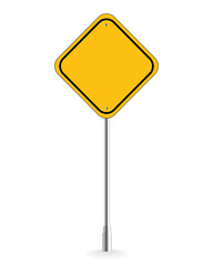 PNG. Blank yellow traffic road sign isolated on transparent background. PNG illustration.