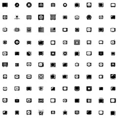 Set of 100 TV Icons Vector Illustrations