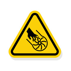 ISO Triangle Warning Sign: Cutting of Fingers or Hand Rotating Blade Symbol