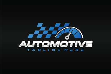 automotive speedometer flag race logo