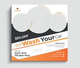 Car washing service creative social media banner design