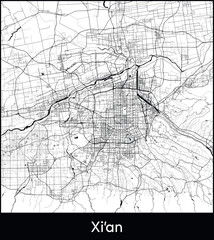 Fototapeta na wymiar Minimal city map of Xi’an (China Asia)