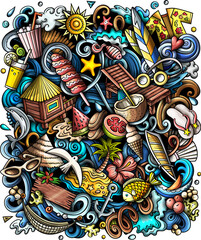 Obraz premium Summer beach detailed cartoon illustration