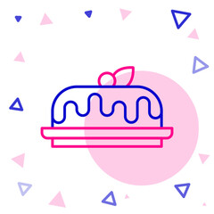 Line Cake icon isolated on white background. Happy Birthday. Colorful outline concept. Vector