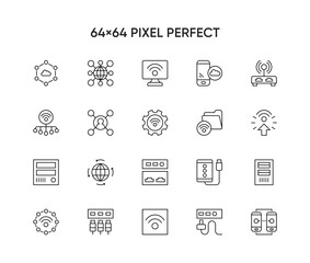 Set of network line icons. Simple pictograms pack. Stroke vector illustration on a white background. Modern outline style icon collection.
