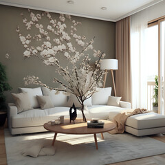 decor living room cleared mother day. Sofa design ,AI generated