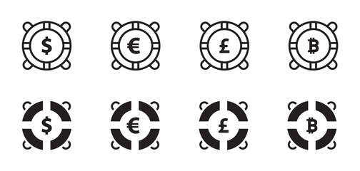 Lifebuoy icon with money symbols. Financial security concept. Vector illustration.