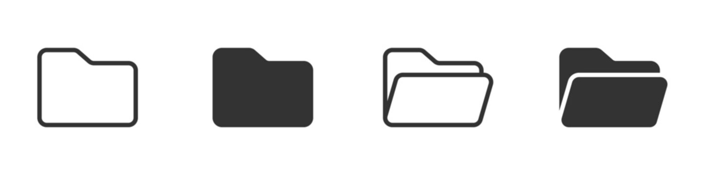 Folder icon set. Vector illustration.