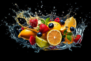 Fototapeta na wymiar Sliced ​​fruit created with Generative AI technology