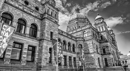 Fototapeta na wymiar Vancouver Island, Canada - August 15, 2017: British Columbia Parliament Buildings in Victoria.