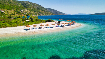 Fototapeta na wymiar Aerial view of Agios Dimitrios Beach in Alonissos, Greece