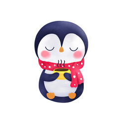 Cute penguin design for card, poster, wall paper, clothes, painting on fabric 