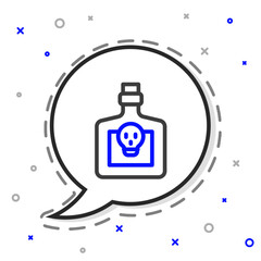 Line Bottle with potion icon isolated on white background. Flask with magic potion. Happy Halloween party. Colorful outline concept. Vector