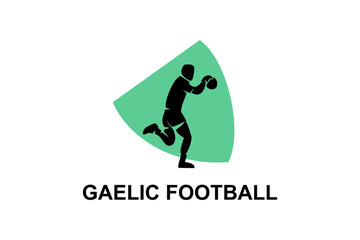 Gaelic fottball sport vector line icon. an athlete playing gaelic football.