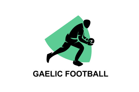 Gaelic fottball sport vector line icon. an athlete playing gaelic football.