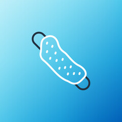 Line Washcloth icon isolated on blue background. Bath house sauna washcloth sign. Item for pleasure and relaxing. Colorful outline concept. Vector