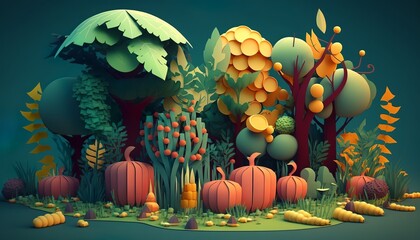 Obraz na płótnie Canvas imaginary vegetable forest generative ai cgi style