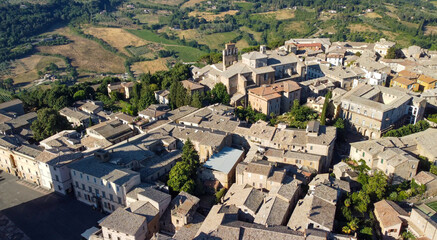 Panoramic aerial view of Orvieto medieval town from a flying drone - Italy