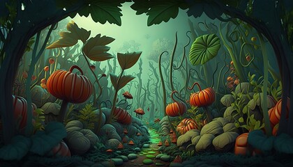 Obraz na płótnie Canvas pumpkin vegetable forest generative ai design illustration